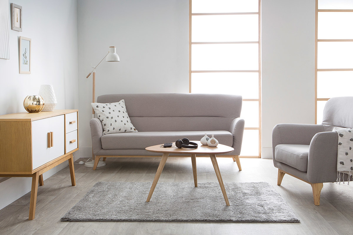 Lampadaire design articul� bois et acier blanc MANIA