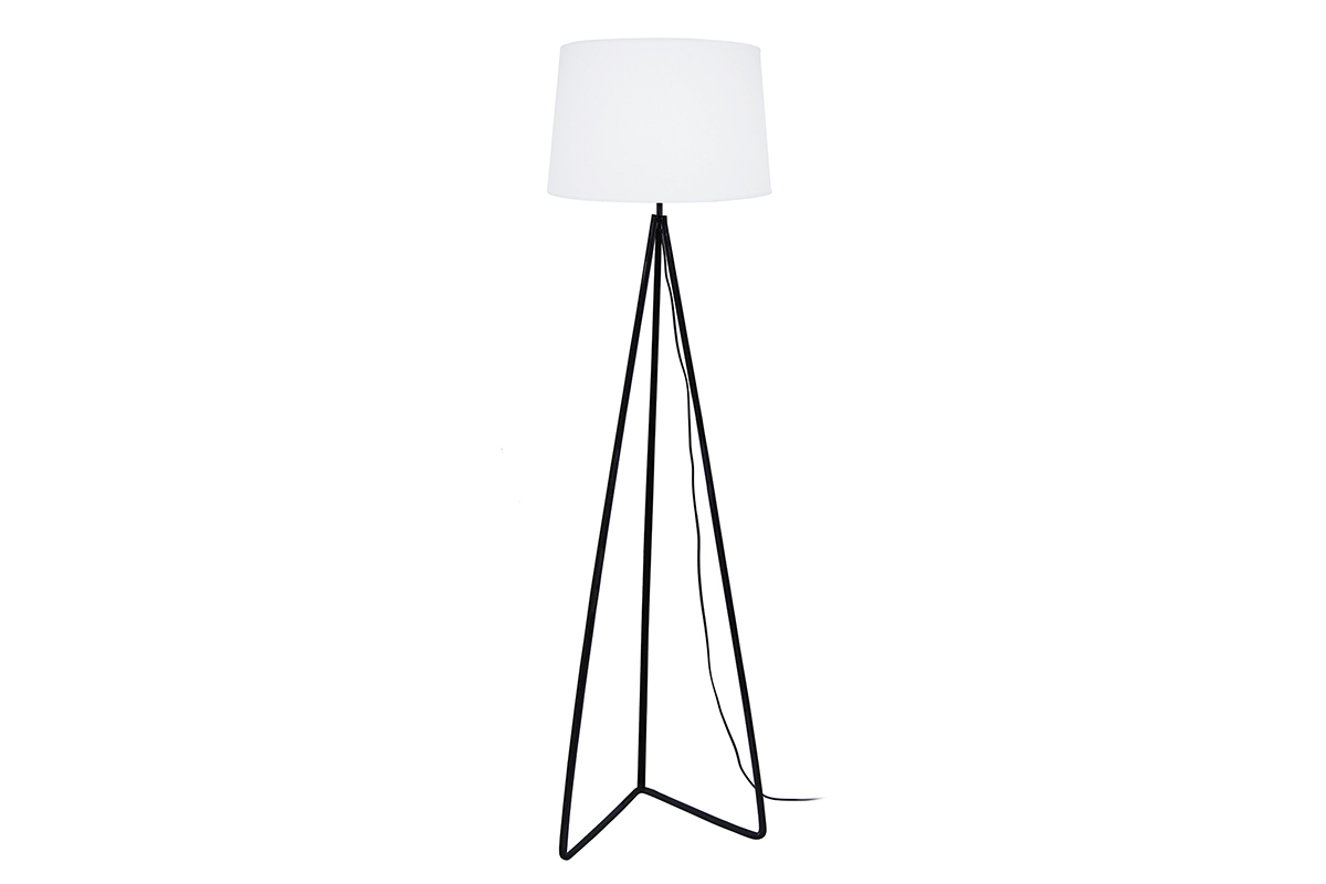 Lampadaire design pied triangle acier blanc LADY