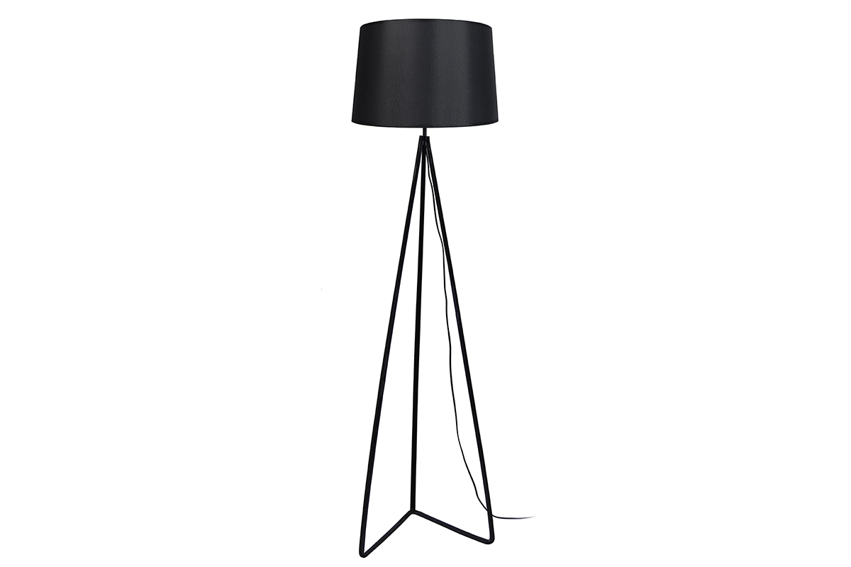 Lampadaire design pied triangle acier noir LADY