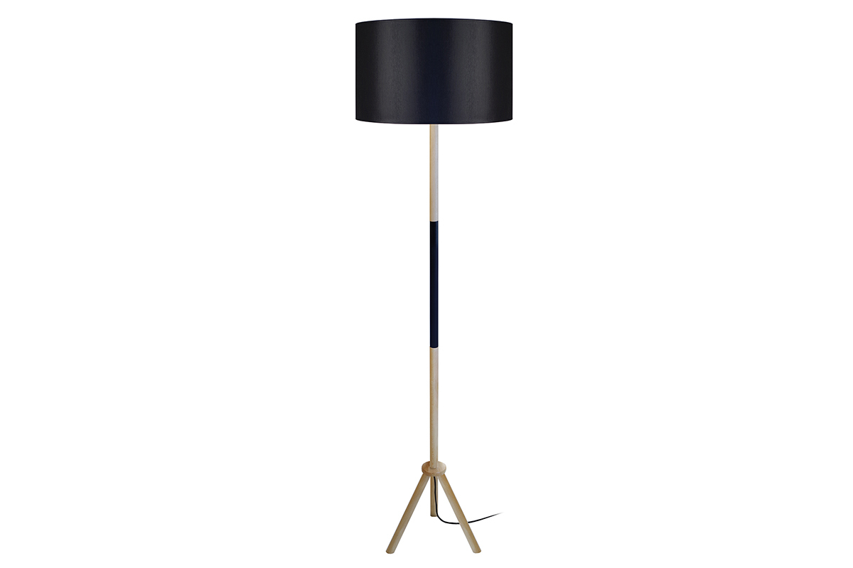 Lampadaire design trpied bois noir ELIOT