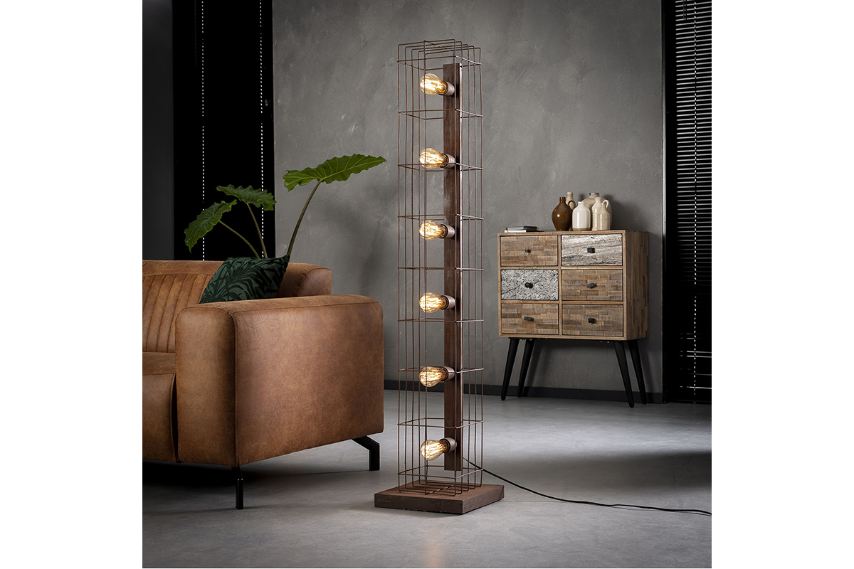 Lampadaire industriel en mtal marron rouille RUST