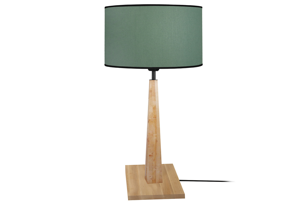 Lampe � poser bleu gris� avec pied bois NIDRA