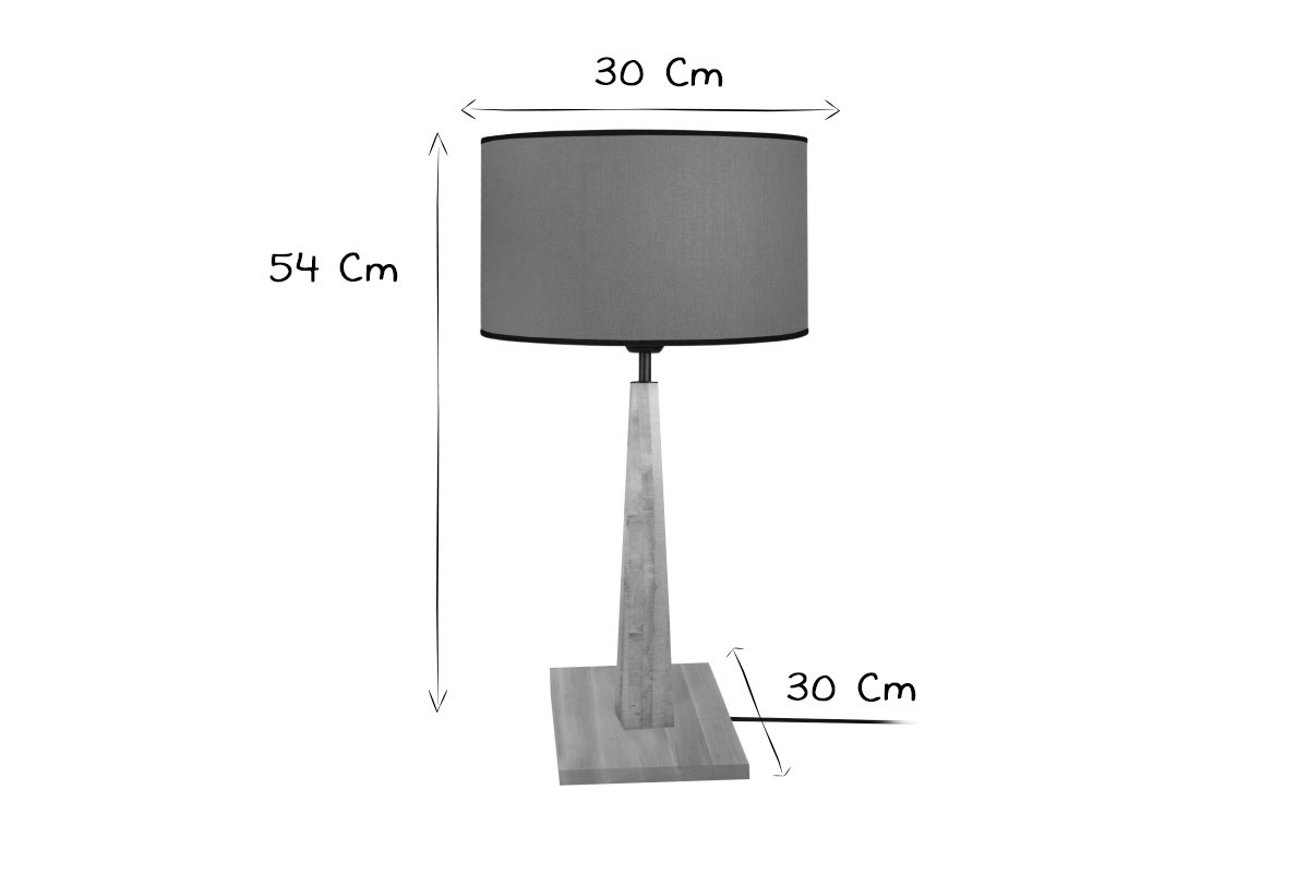 Lampe � poser bleu gris� avec pied bois NIDRA