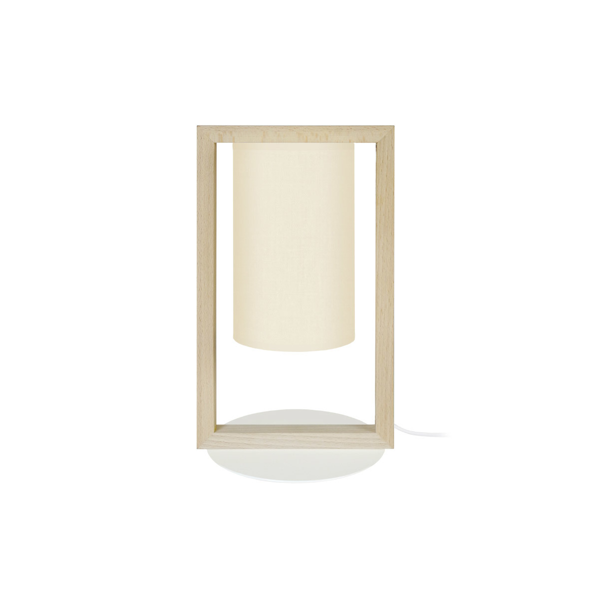 lampe à poser design blanche et bois clair h40 cm hatha