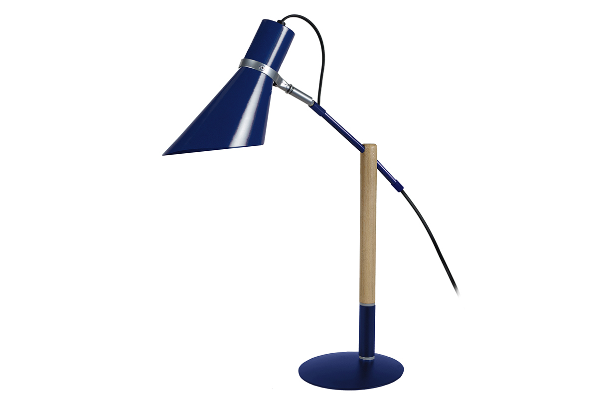 Lampe  poser design bois et acier bleu SOUND