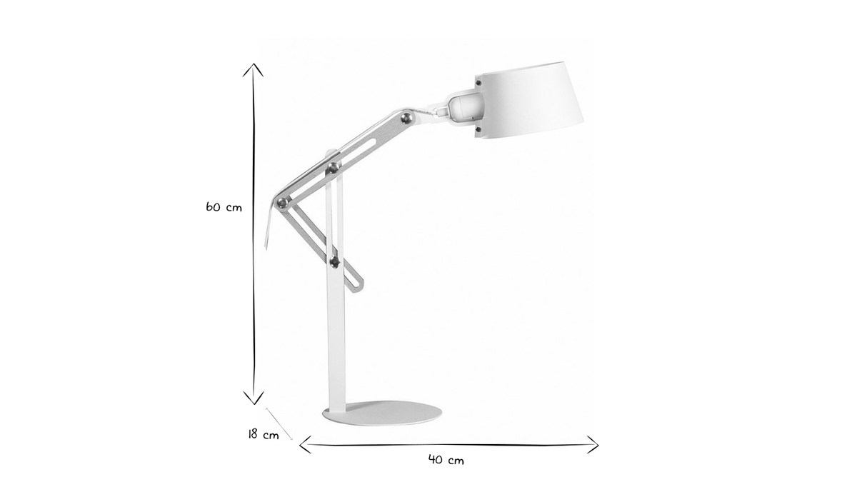 Lampe à poser design en bois clair et métal blanc H60 cm BILLY