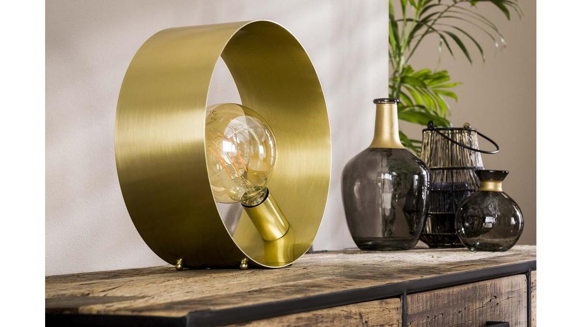 Lampe à poser design H30 cm métal brossé doré ORIA