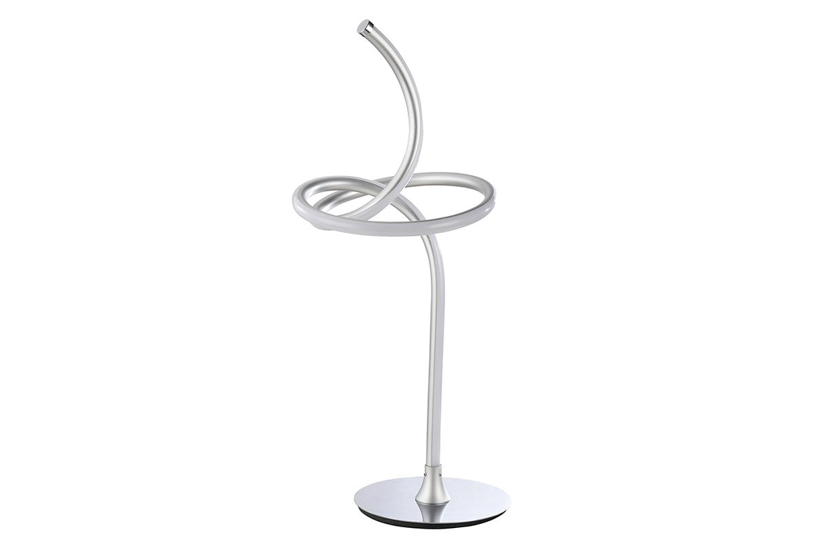 Lampe � poser design m�tal argent led int�gr� LASSO