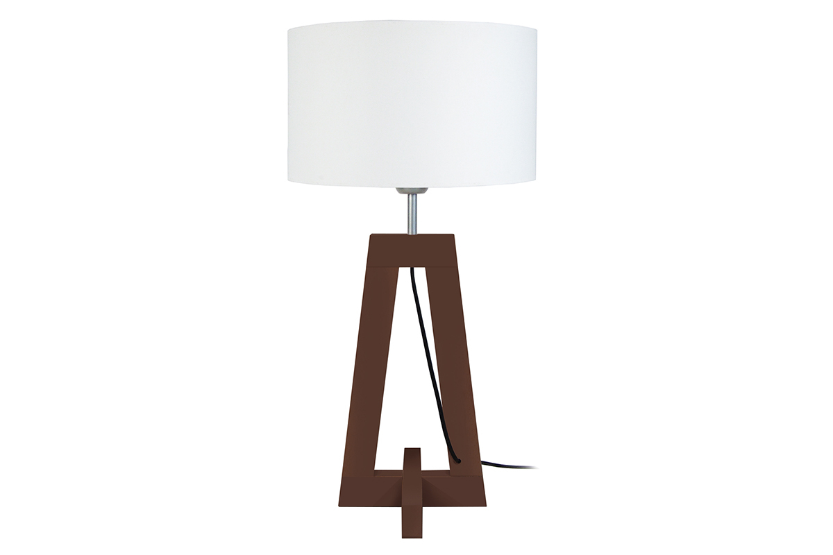 Lampe � poser design pied bois fonc� weng� MANON