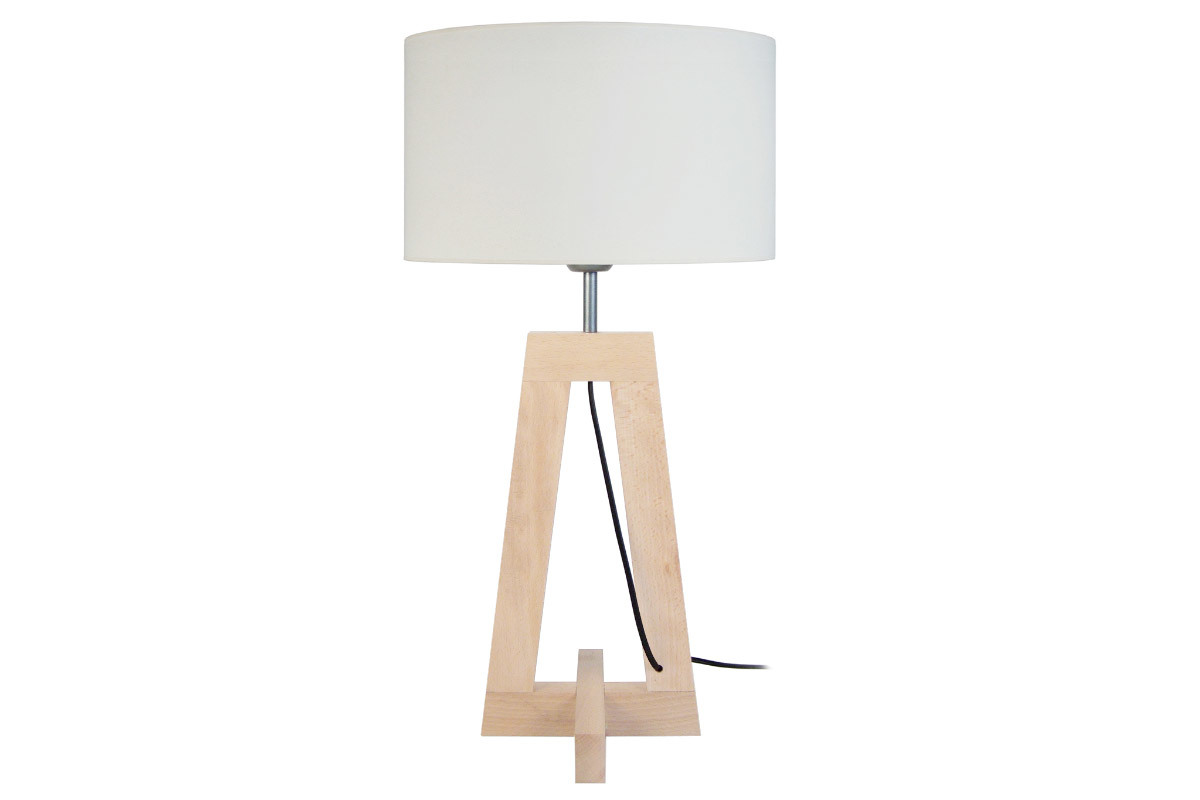 Lampe � poser design pied bois naturel MANON