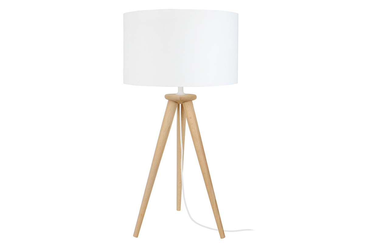 Lampe � poser design tr�pied bois naturel TRIPOD