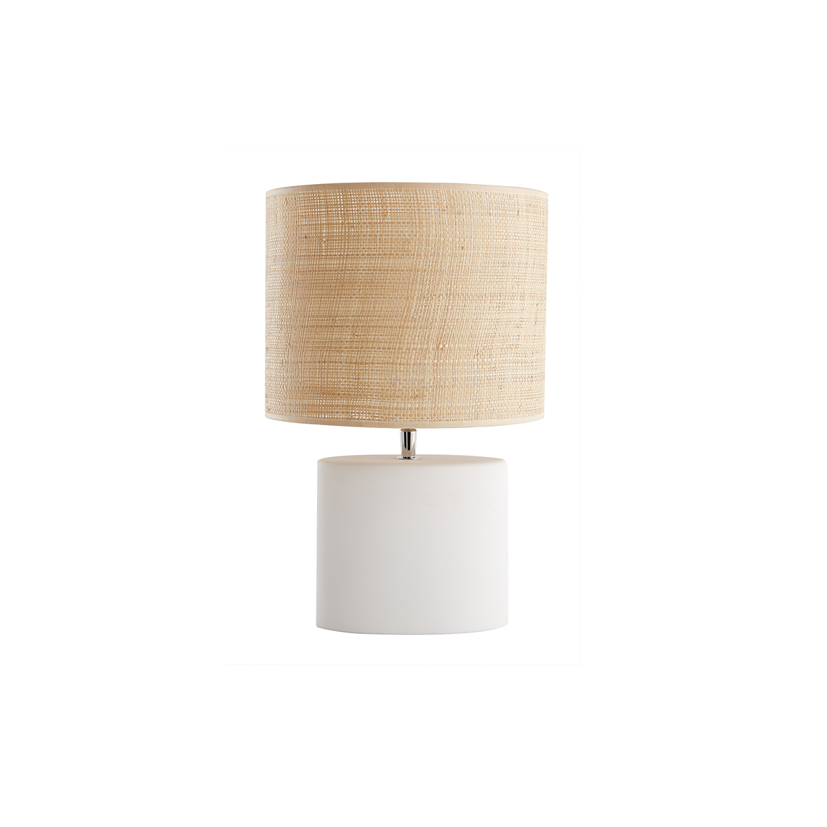 Lampe à poser en céramique blanc mat et abat-jour en raphia naturel H40 cm TIGA Lampe à poser en céramique blanc mat et abat-jour en raphia naturel H40 cm TIGA