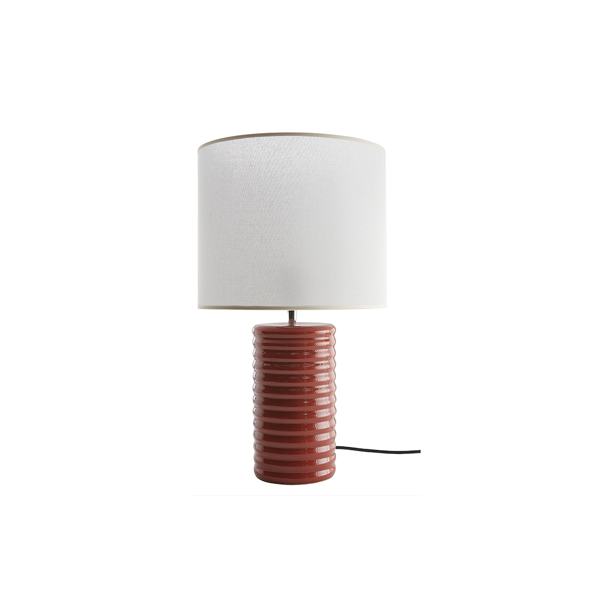 Lampe à poser en céramique émaillée terracotta et abat-jour écru H53 cm BERRO