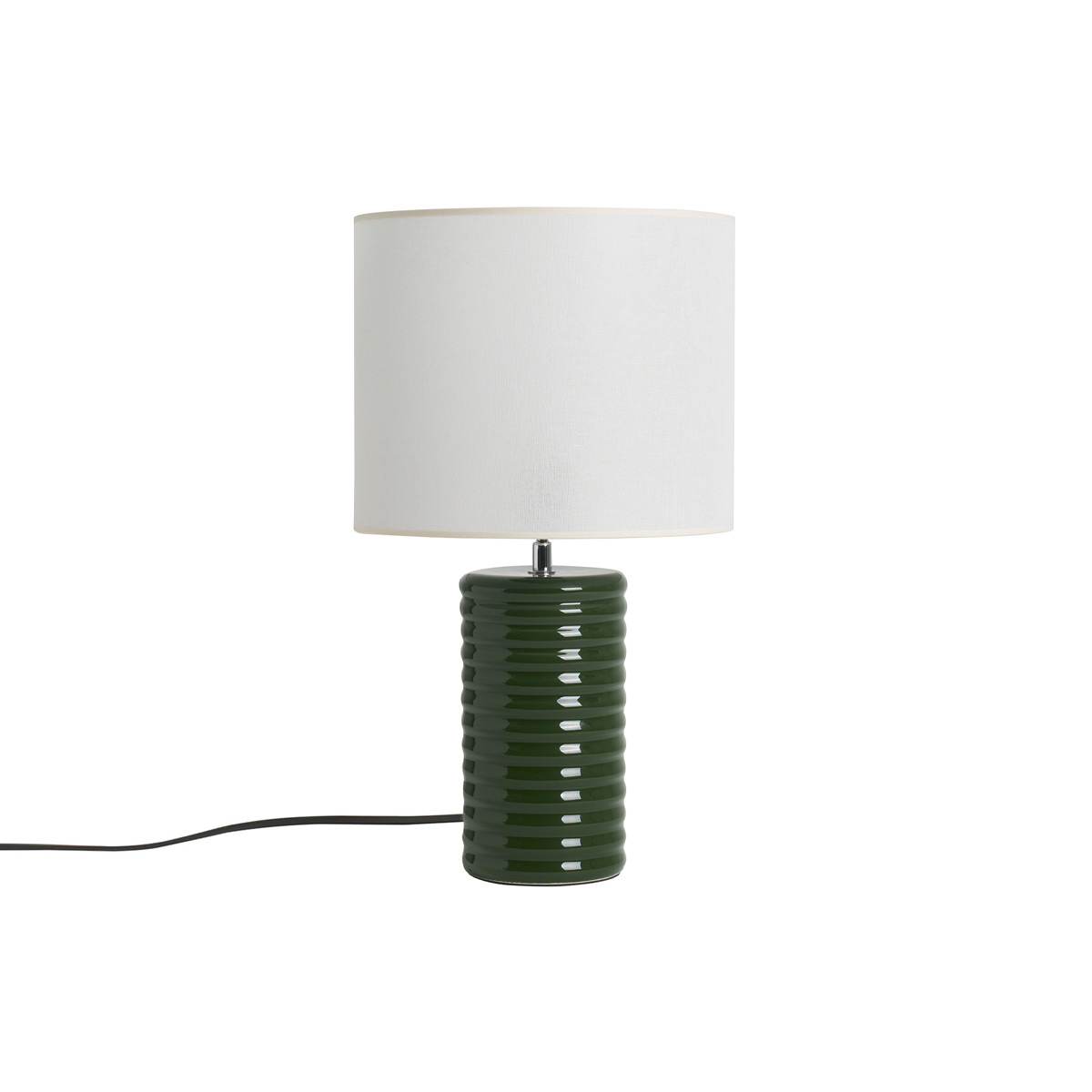 Lampe à poser en céramique émaillée vert foncé et abat-jour écru H53 cm BERRO