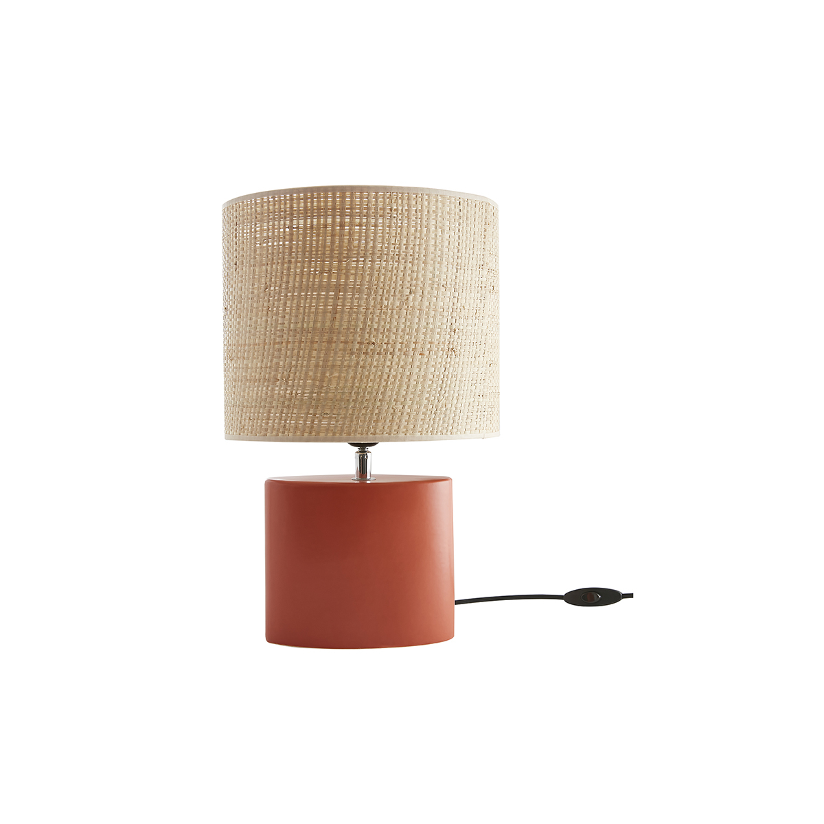 Lampe à poser en céramique terracotta mat et abat-jour en raphia naturel H40 cm TIGA Lampe à poser en céramique terracotta mat et abat-jour en raphia naturel H40 cm TIGA