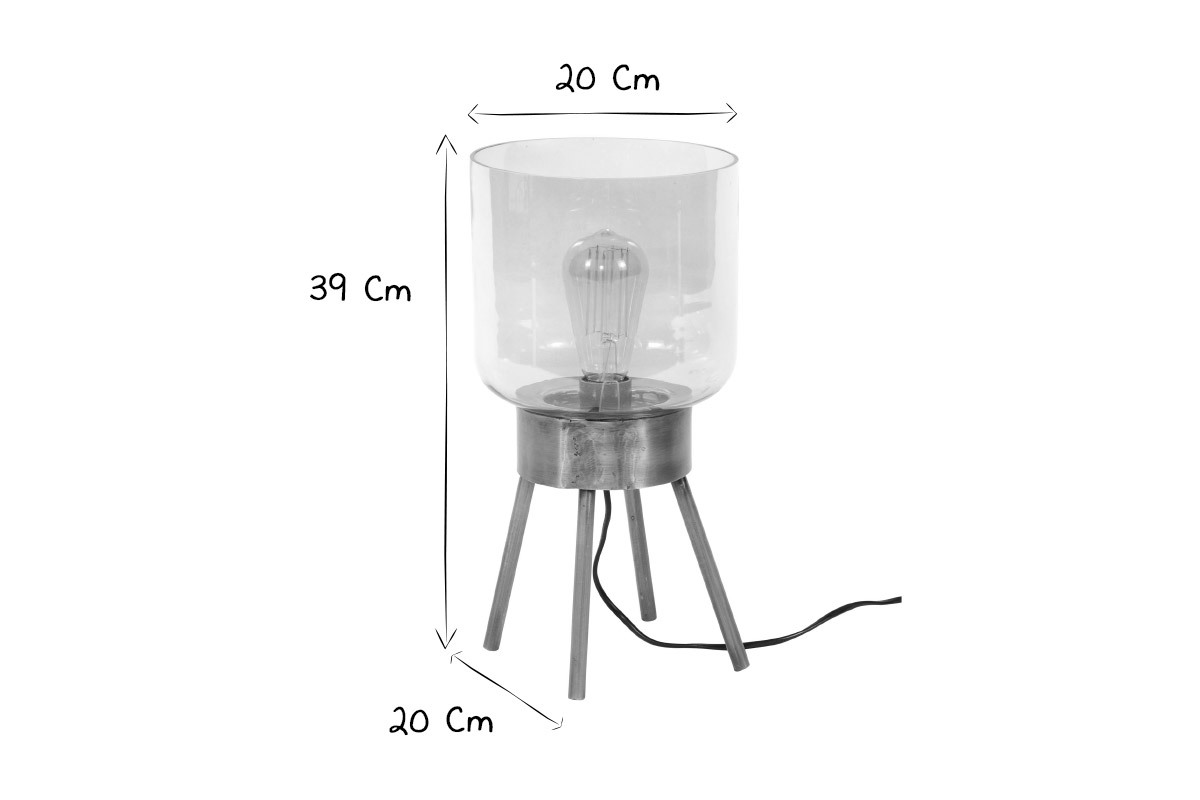 Lampe � poser en m�tal effet bronze et verre ambr� AMBRE
