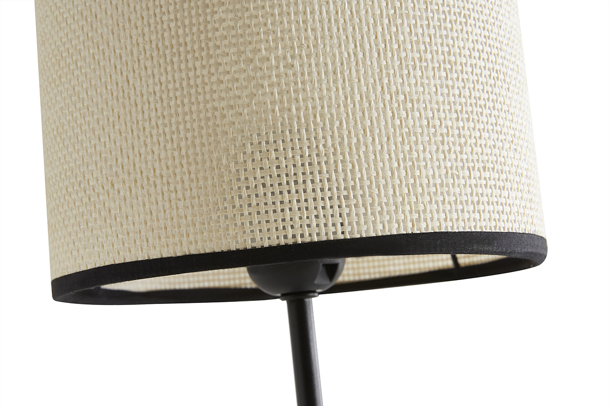 Lampe � poser en papier tiss� et m�tal noir H55 cm ZETA