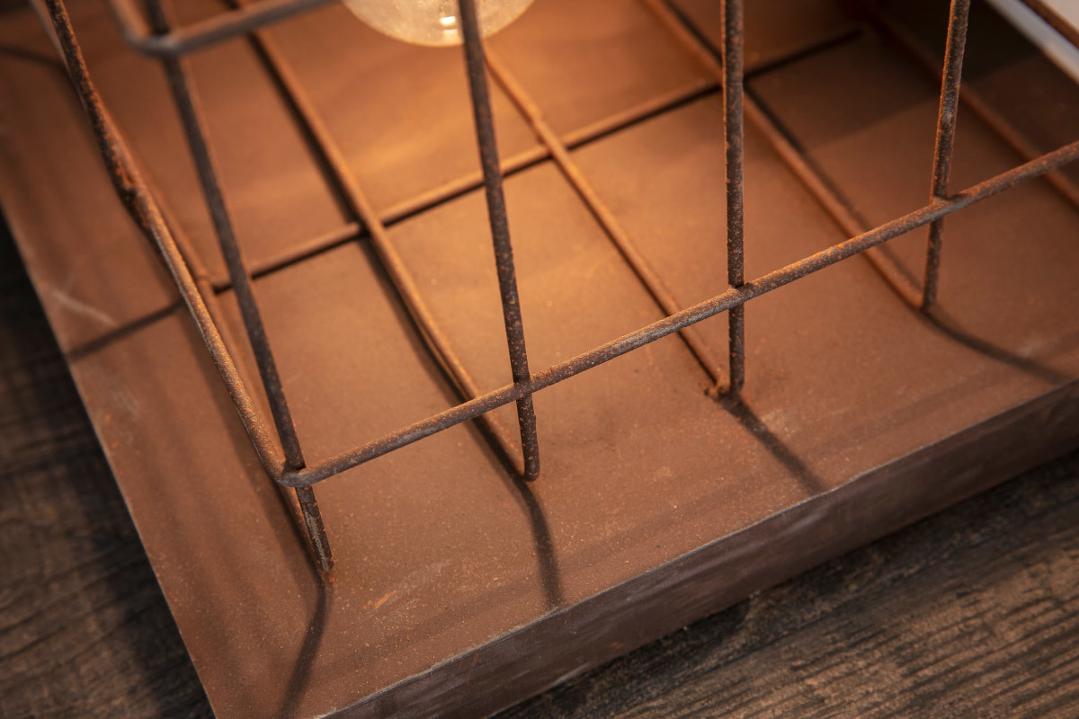 Lampe  poser industrielle en mtal finition rouille marron RUST