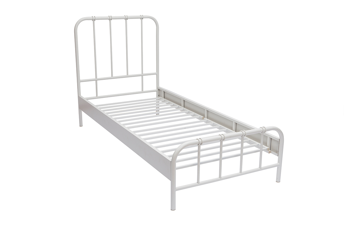 Lit 1 place 90x190 cm en mtal blanc AUGUSTE