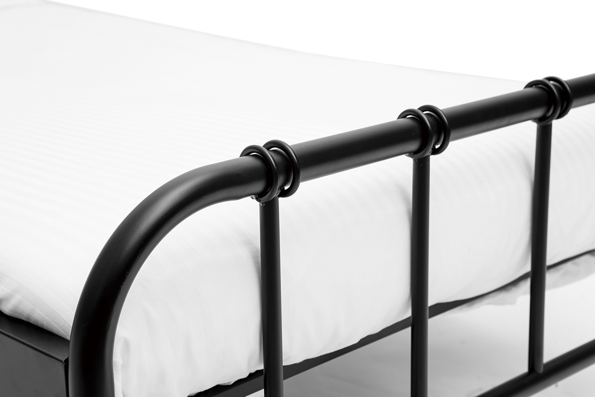 Lit 1 place 90x190 cm en m�tal noir AUGUSTE