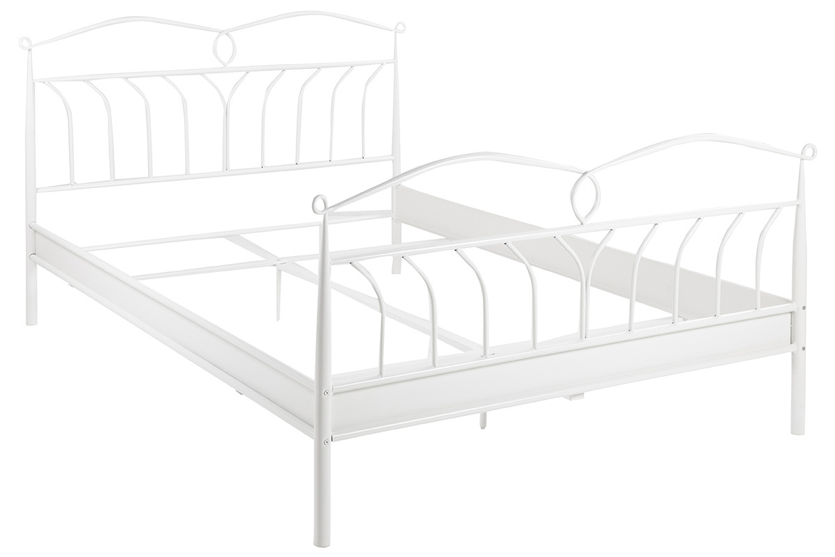 Lit 2 places 140x200 cm en mtal blanc NOTTE