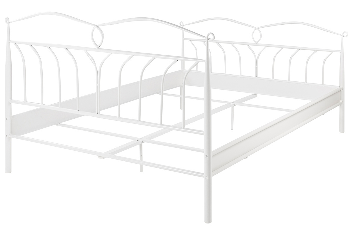 Lit 2 places 140x200 cm en mtal blanc NOTTE