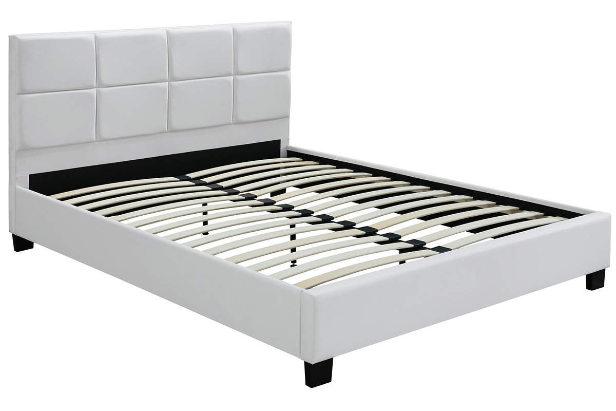 Lit 2 places 160x200 cm blanc SOLAL