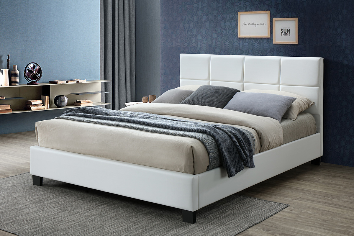 Lit 2 places 160x200 cm blanc SOLAL