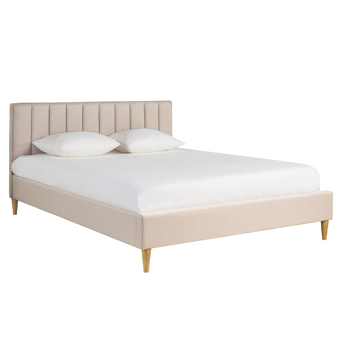 Lit 2 places 160x200 cm en tissu beige DIANE Lit 2 places 160x200 cm en tissu beige DIANE