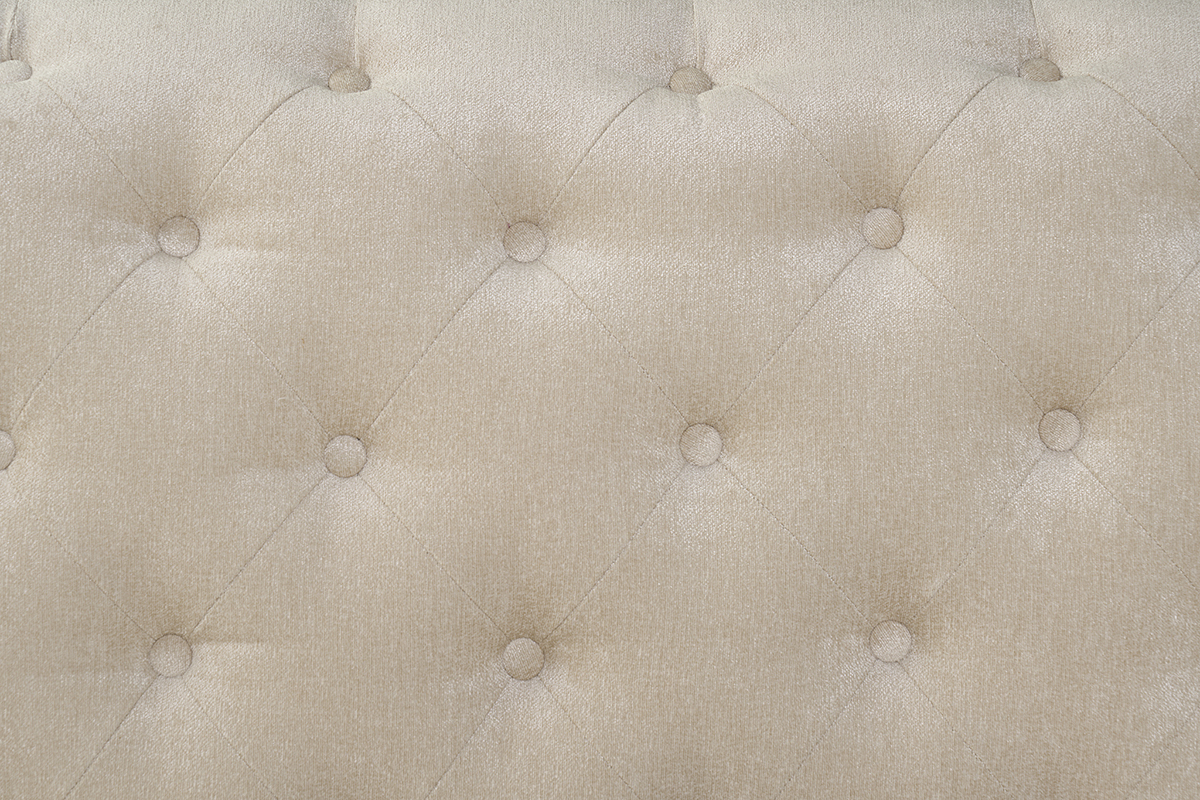 Lit 2 places 160x200 cm en tissu velours beige capitonn� RILEY