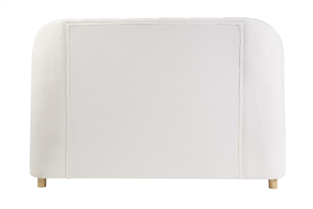 Lit 2 places 160x200 en tissu laine boucle, design coquillage, pieds en bois clair