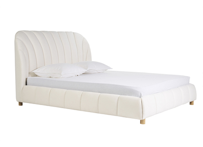 Lit 2 places 160x200 en tissu effet laine bouclée ARIELLE