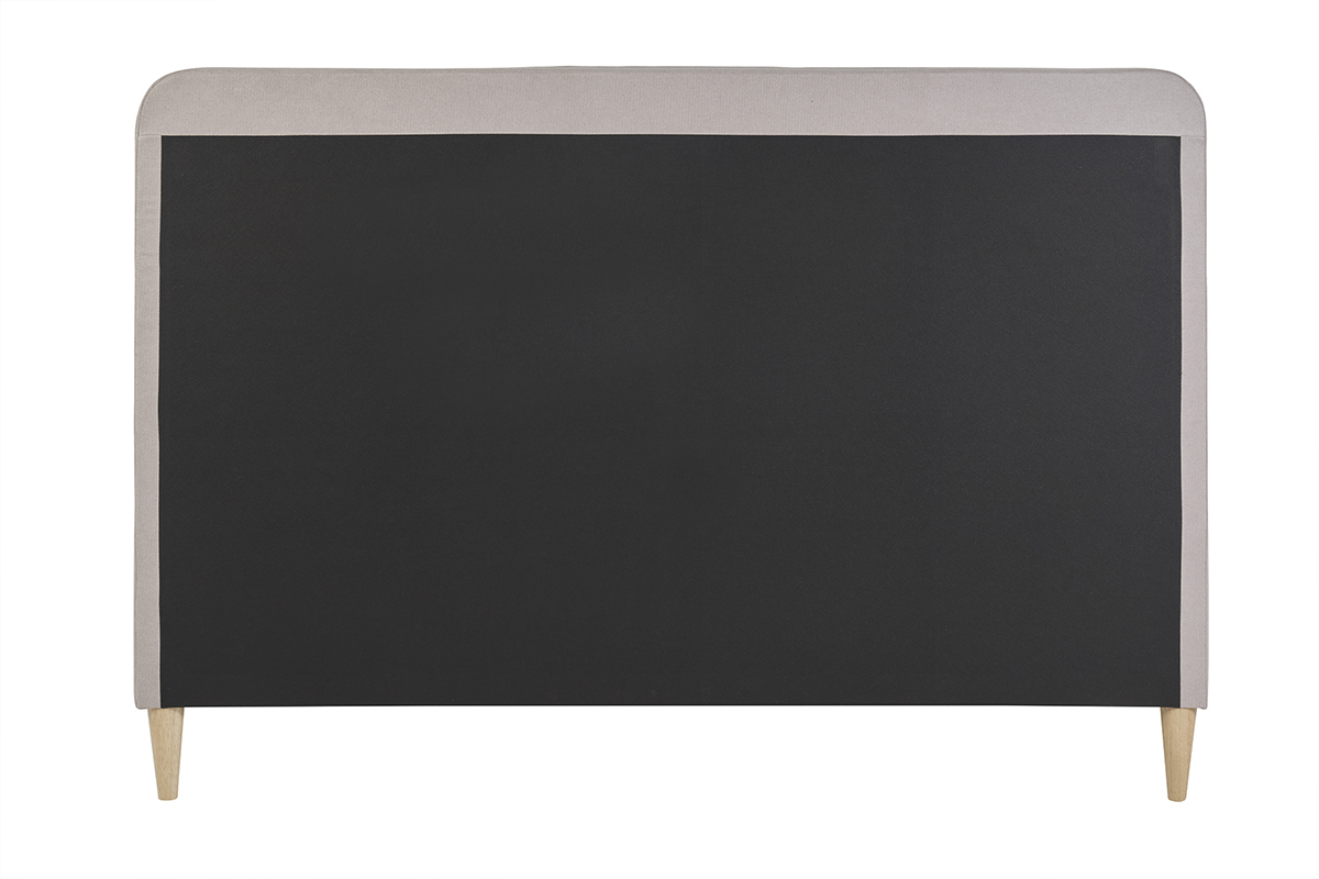 Lit 2 places 160x200 en tissu textur taupe LINDSAY avec tte de lit haute capitonne.