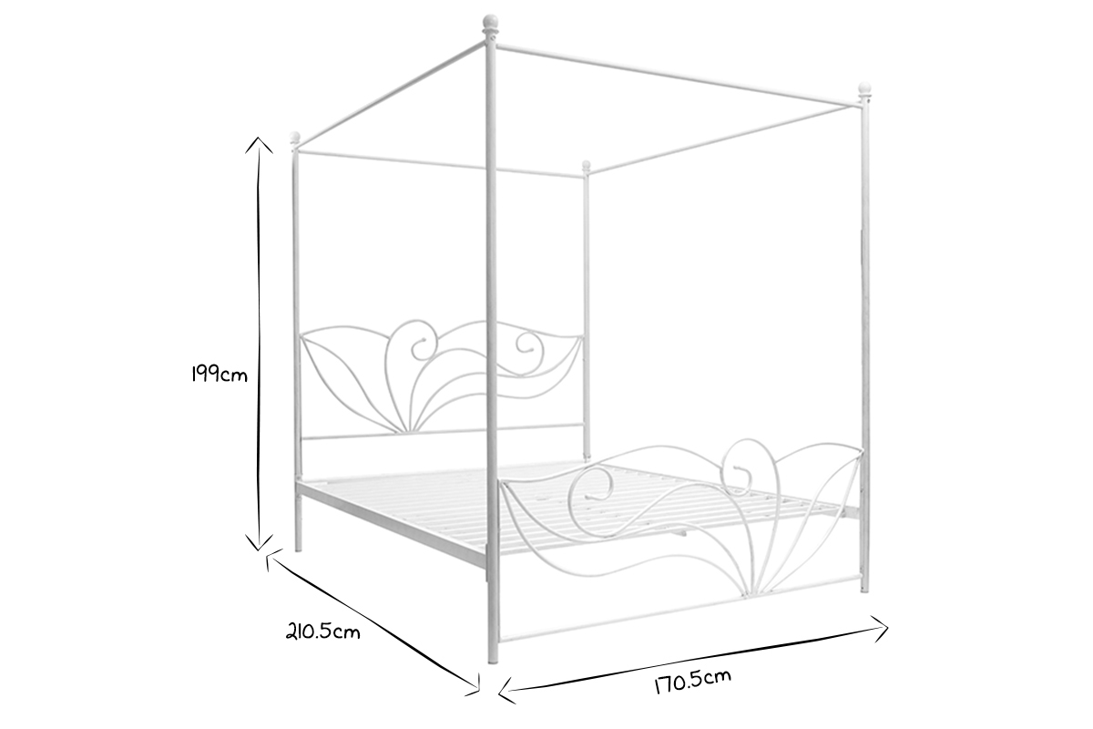 Lit � baldaquin baroque blanc 160x200 VENEZIA