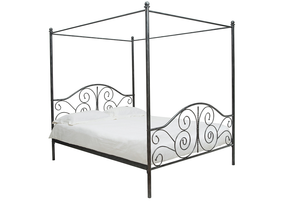 Lit  baldaquin baroque noir 160x200 VICTORIA