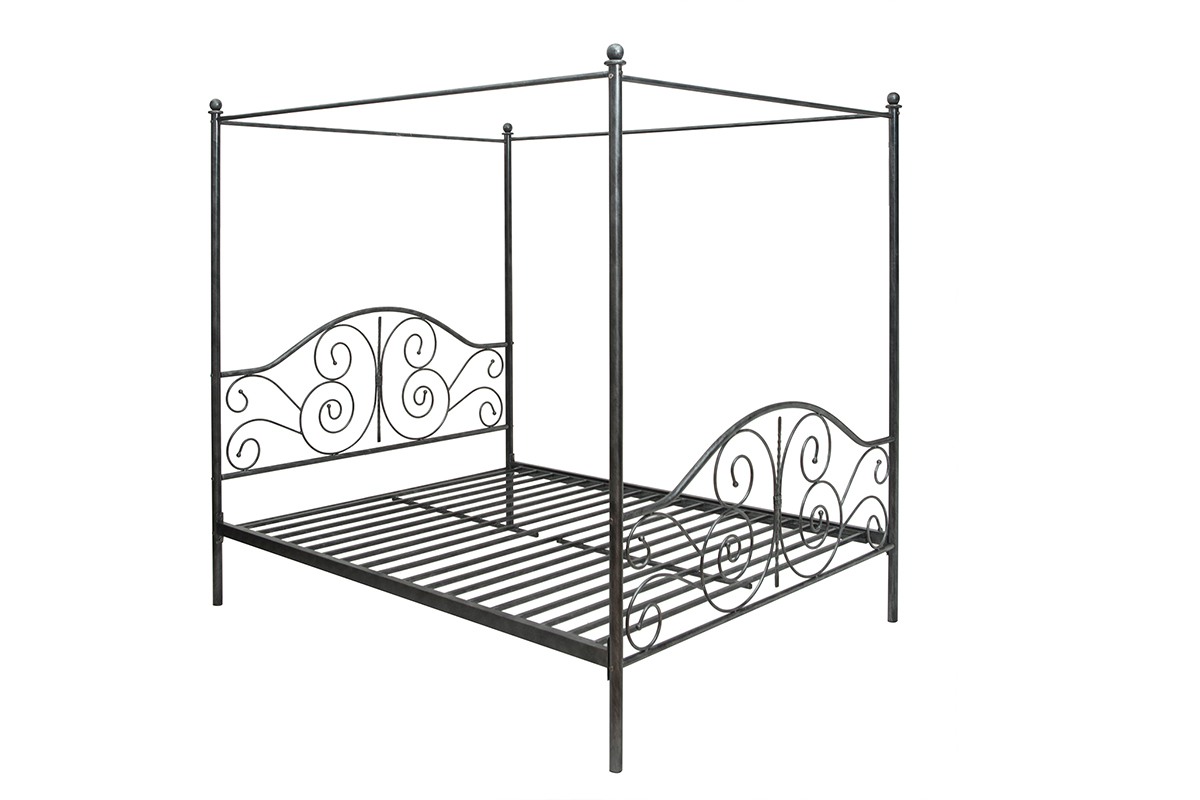 Lit  baldaquin baroque noir 160x200 VICTORIA