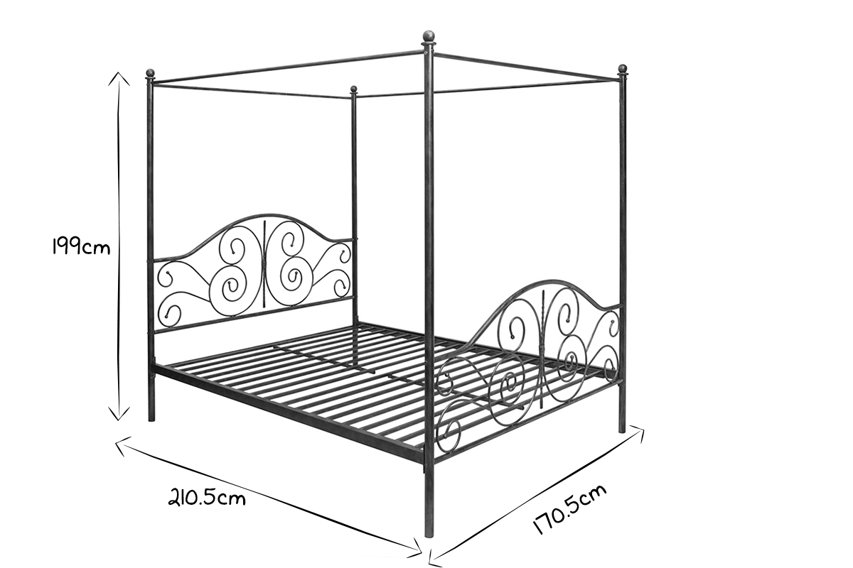 Lit  baldaquin baroque noir 160x200 VICTORIA