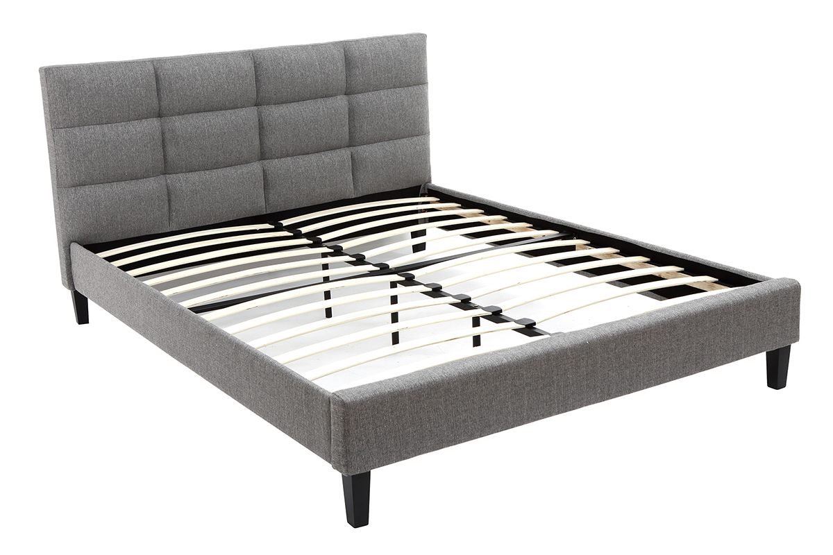 Lit adulte 140x200 cm gris clair EMERY