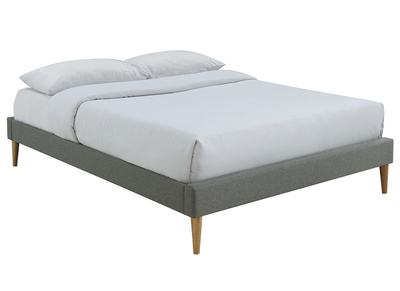 Lit adulte 160 x 200 cm avec sommier en tissu gris AYO