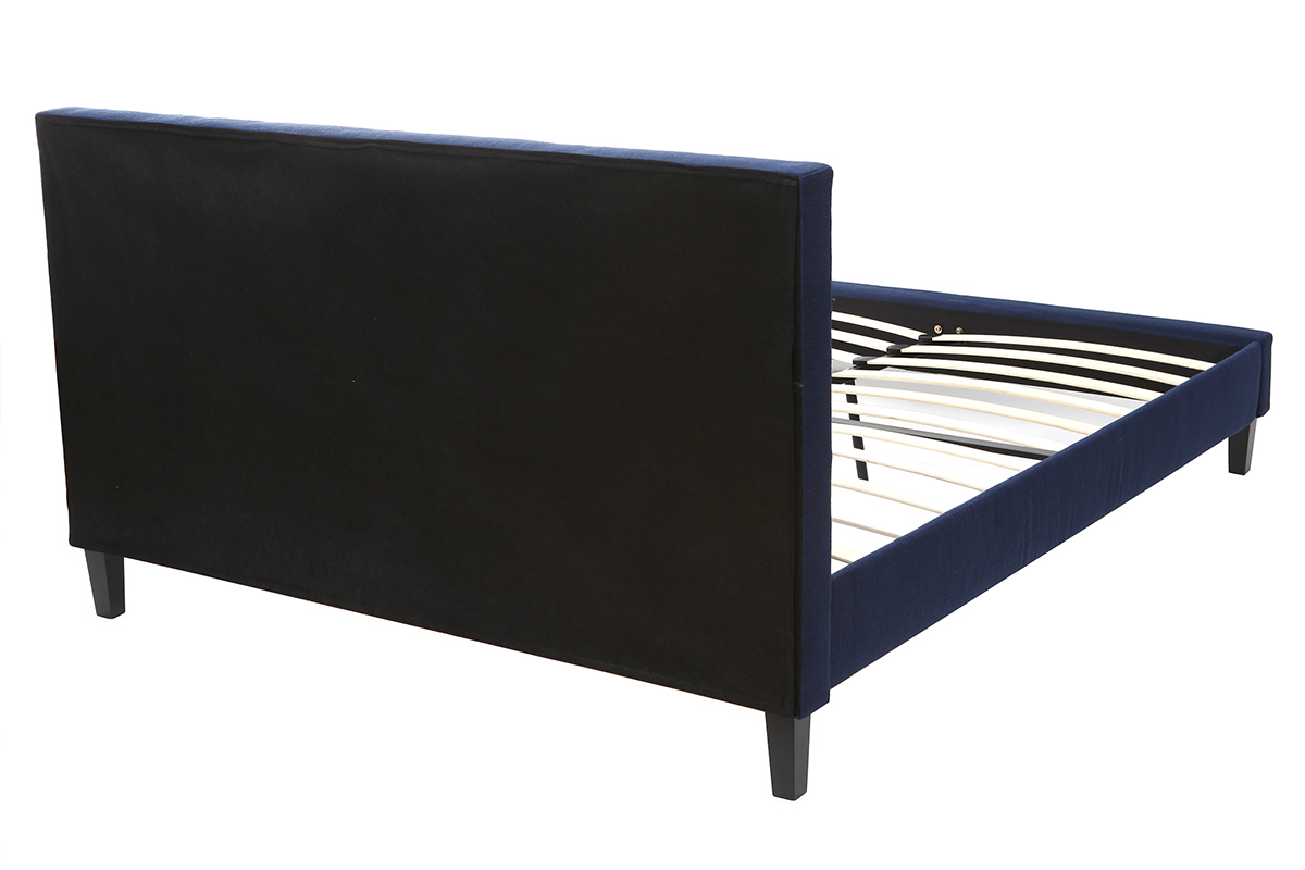 Lit adulte 160x200 cm bleu fonc� EMERY