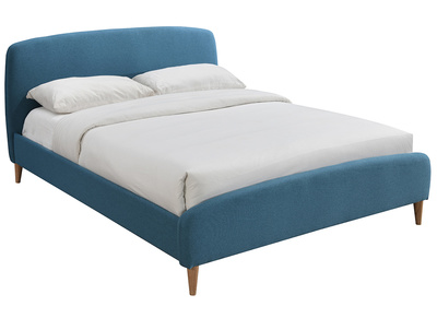 Lit adulte scandinave bleu canard et bois 160 x 200 cm NIELS
