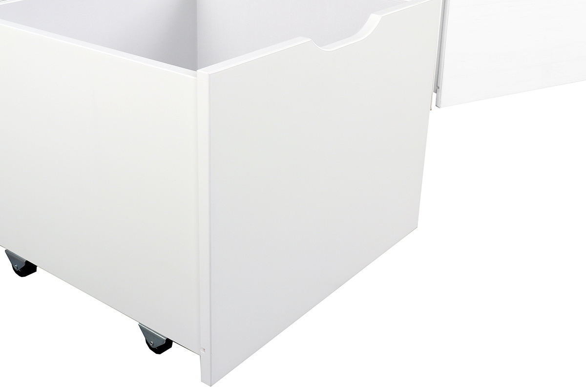Lit avec rangements 4 tiroirs blancs 90x190 cm MOLENE