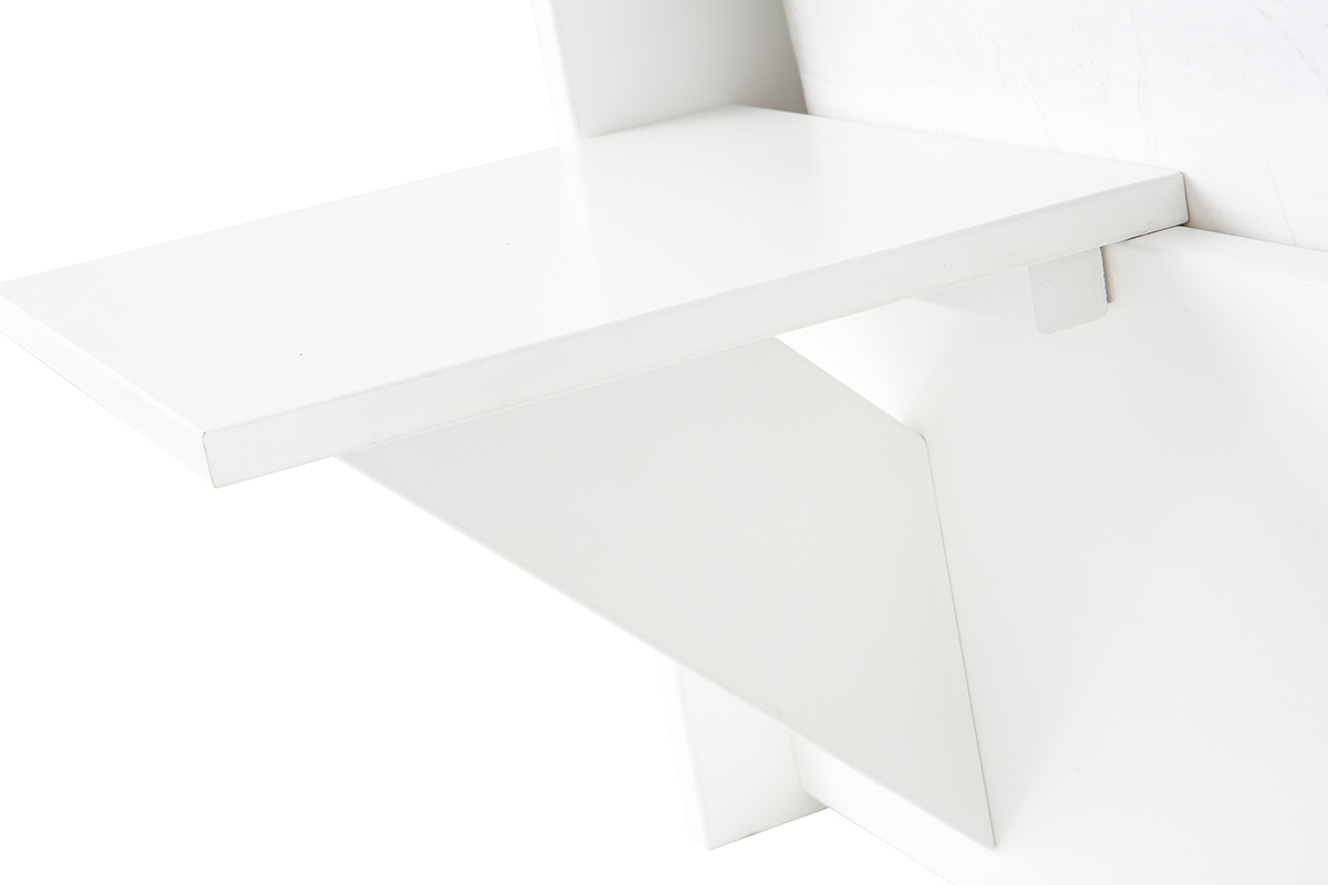 Lit avec tiroir rangement et chevets blanc 160 x 200 cm LORIS