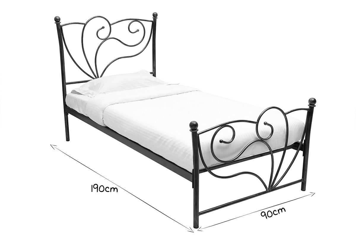 Lit baroque noir 90x190 VENEZIA