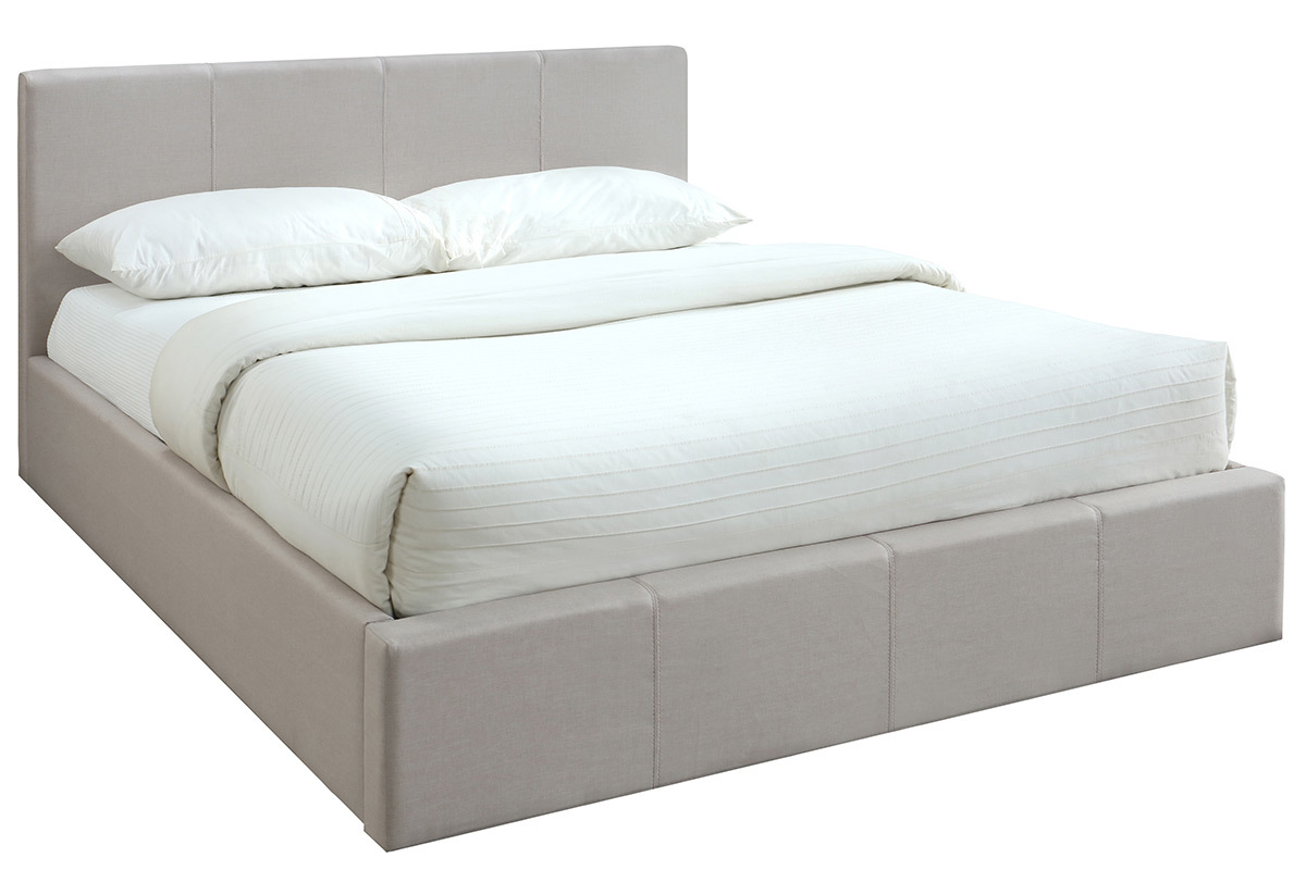 Lit coffre 140x200 cm en tissu beige APOLLON
