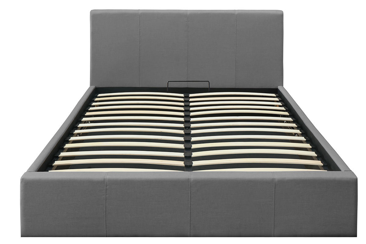 Lit coffre 140x200 cm en tissu gris clair APOLLON