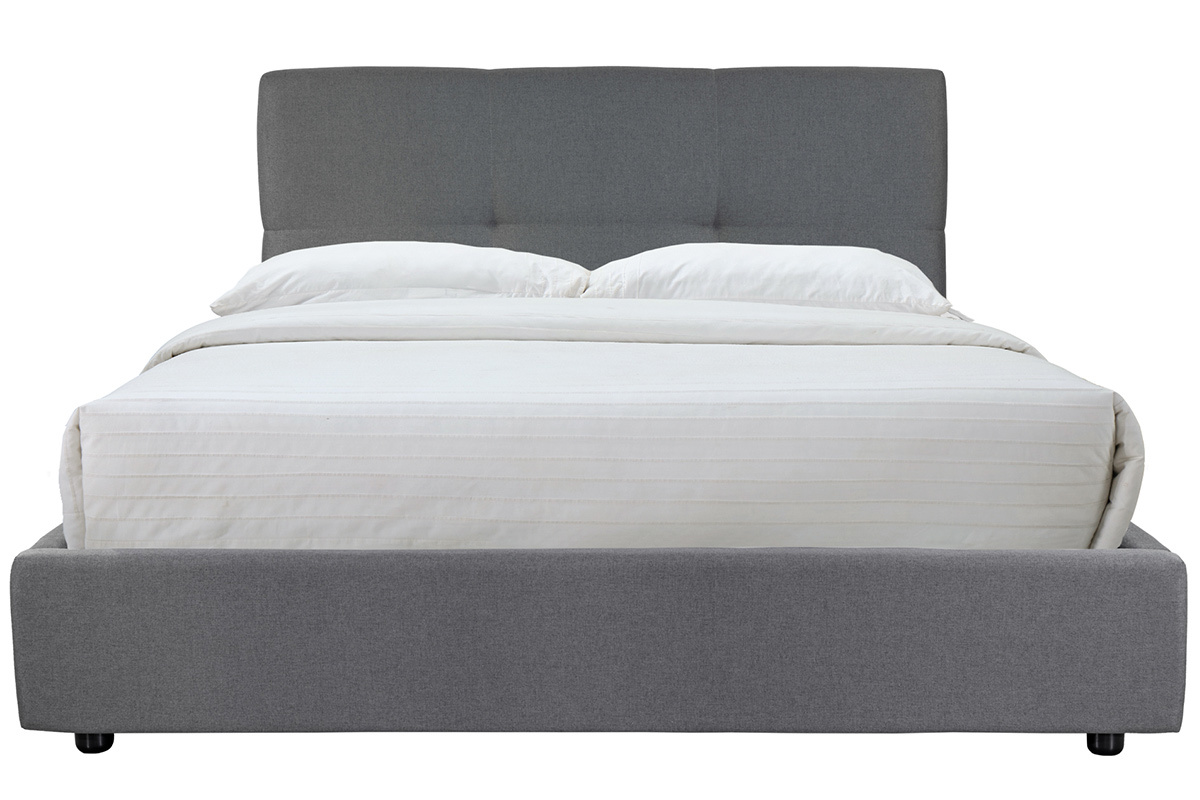 Lit coffre 160 x 200 cm en tissu gris SOGNO