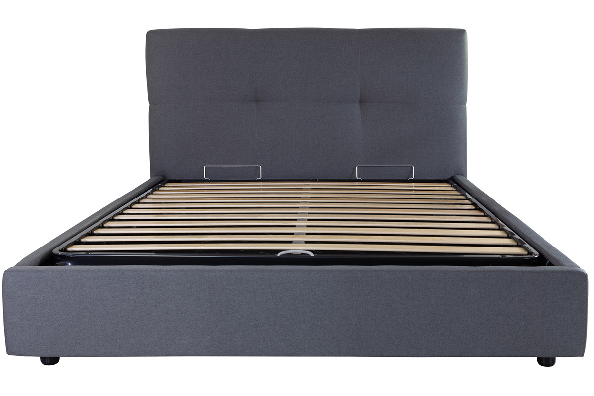 Lit coffre 160 x 200 cm en tissu gris SOGNO