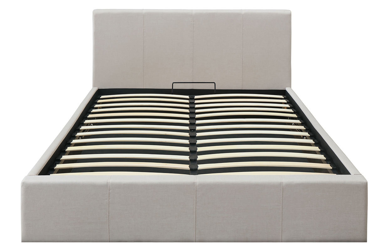 Lit coffre 160x200 cm en tissu beige APOLLON