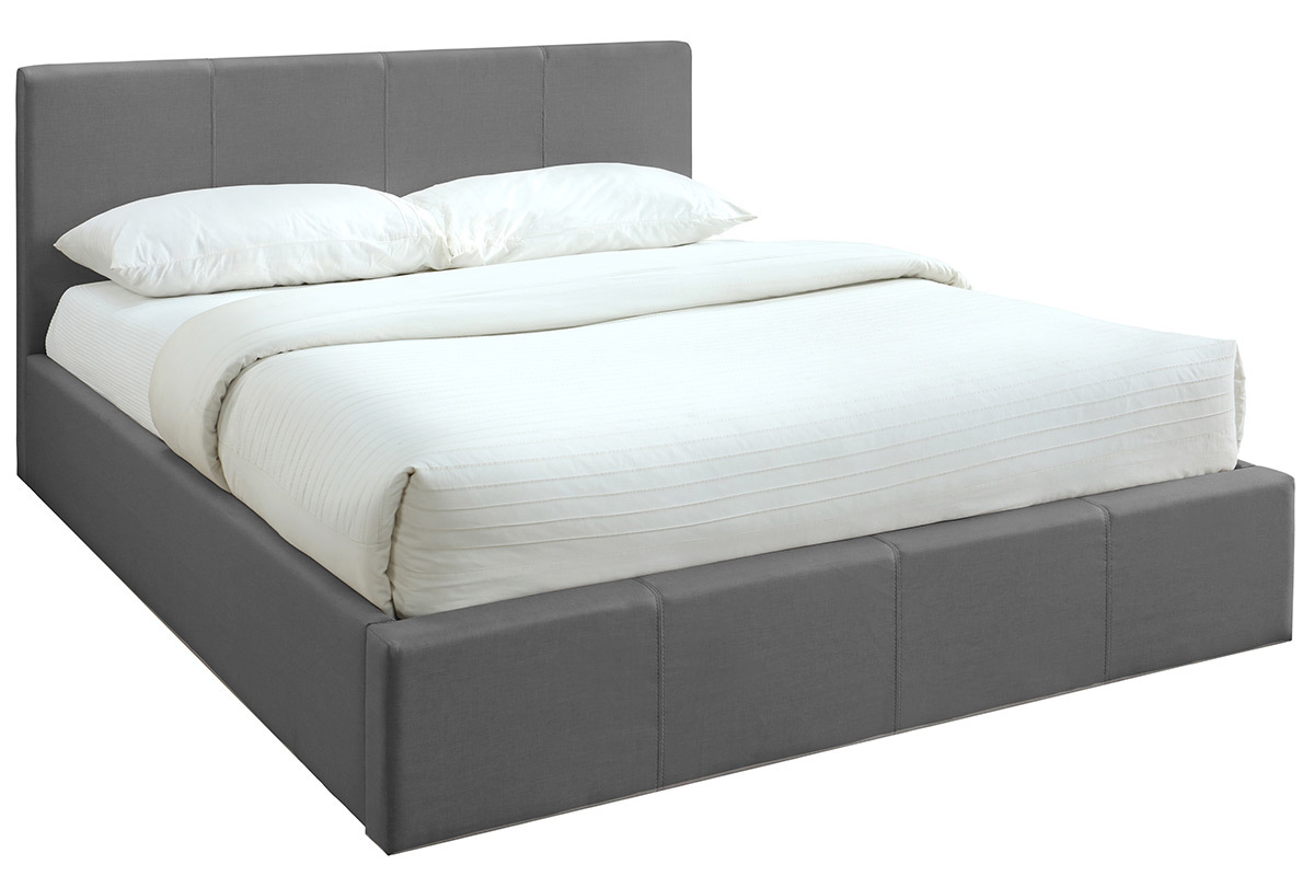 Lit coffre 160x200 cm en tissu gris clair APOLLON